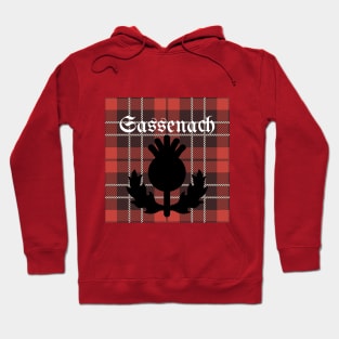 Sassenach with red plaid and thistle design Hoodie